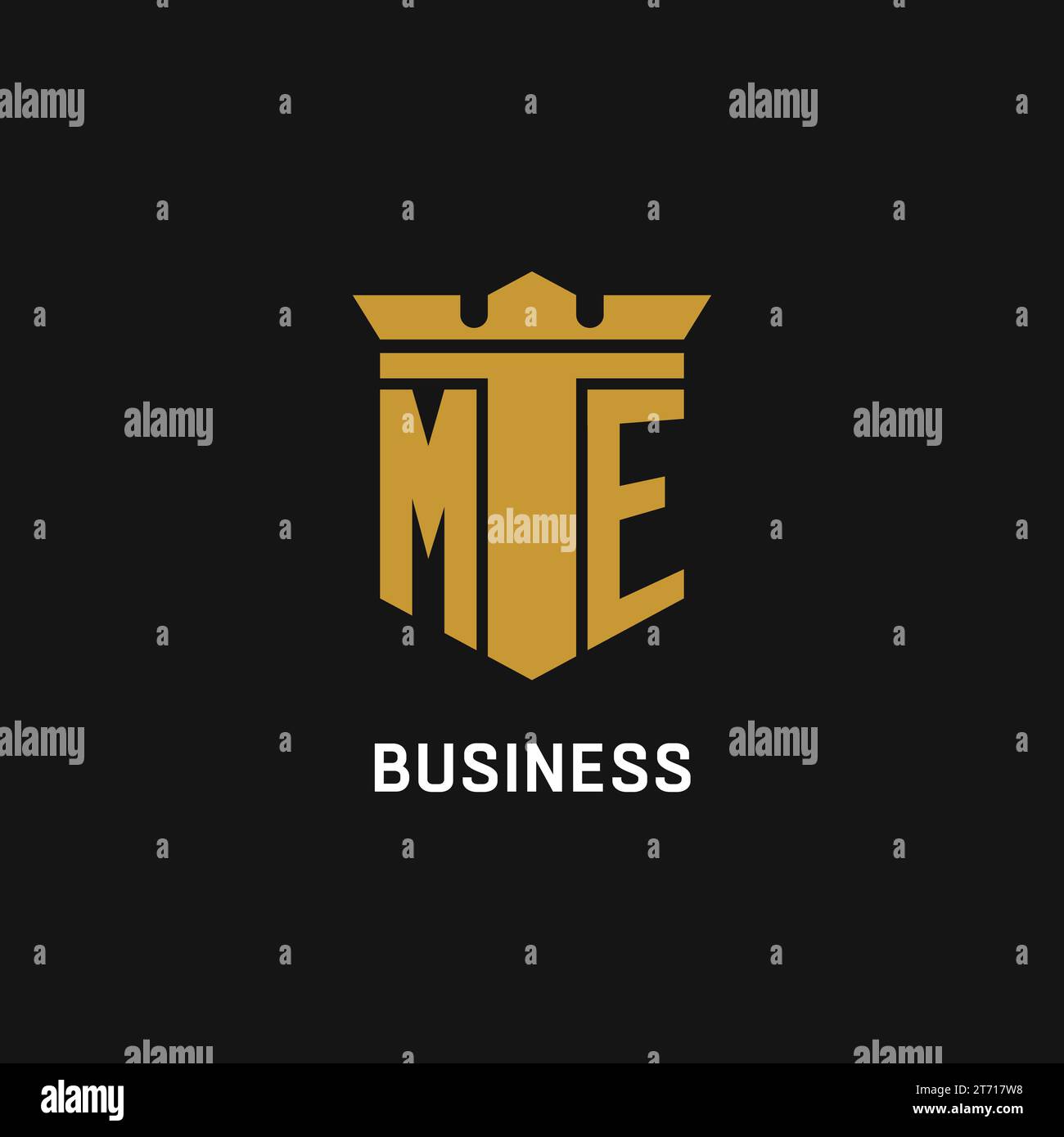ME logo initial avec des idées de conception de style bouclier et couronne Illustration de Vecteur