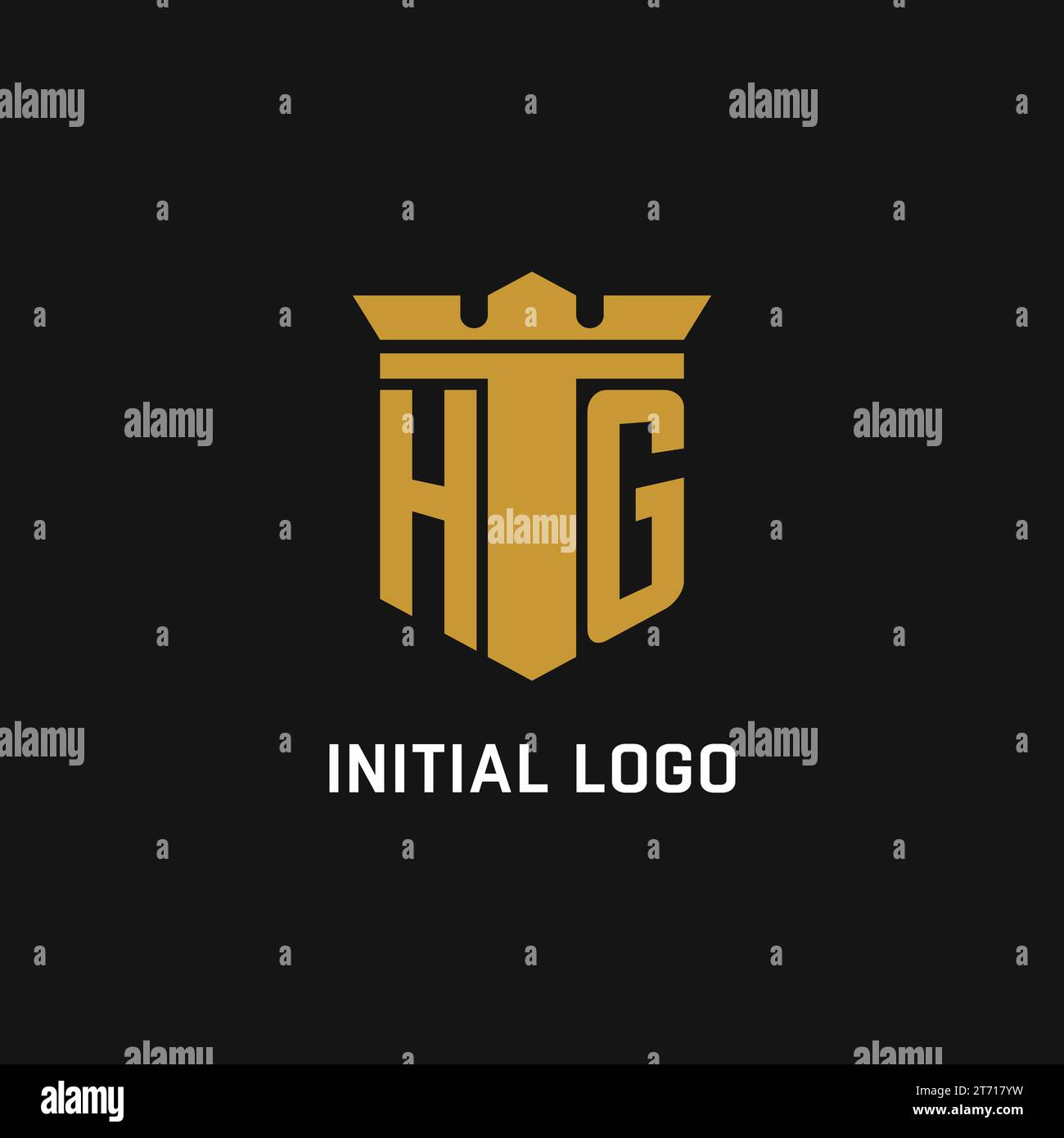 Logo initial HG avec des idées de conception de style bouclier et couronne Illustration de Vecteur