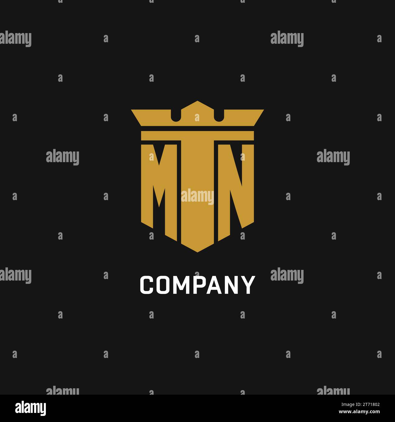 Logo initial MN avec des idées de conception de style bouclier et couronne Illustration de Vecteur