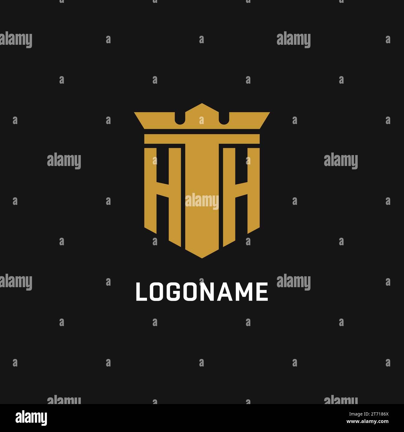 Logo initial HH avec des idées de design style bouclier et couronne Illustration de Vecteur