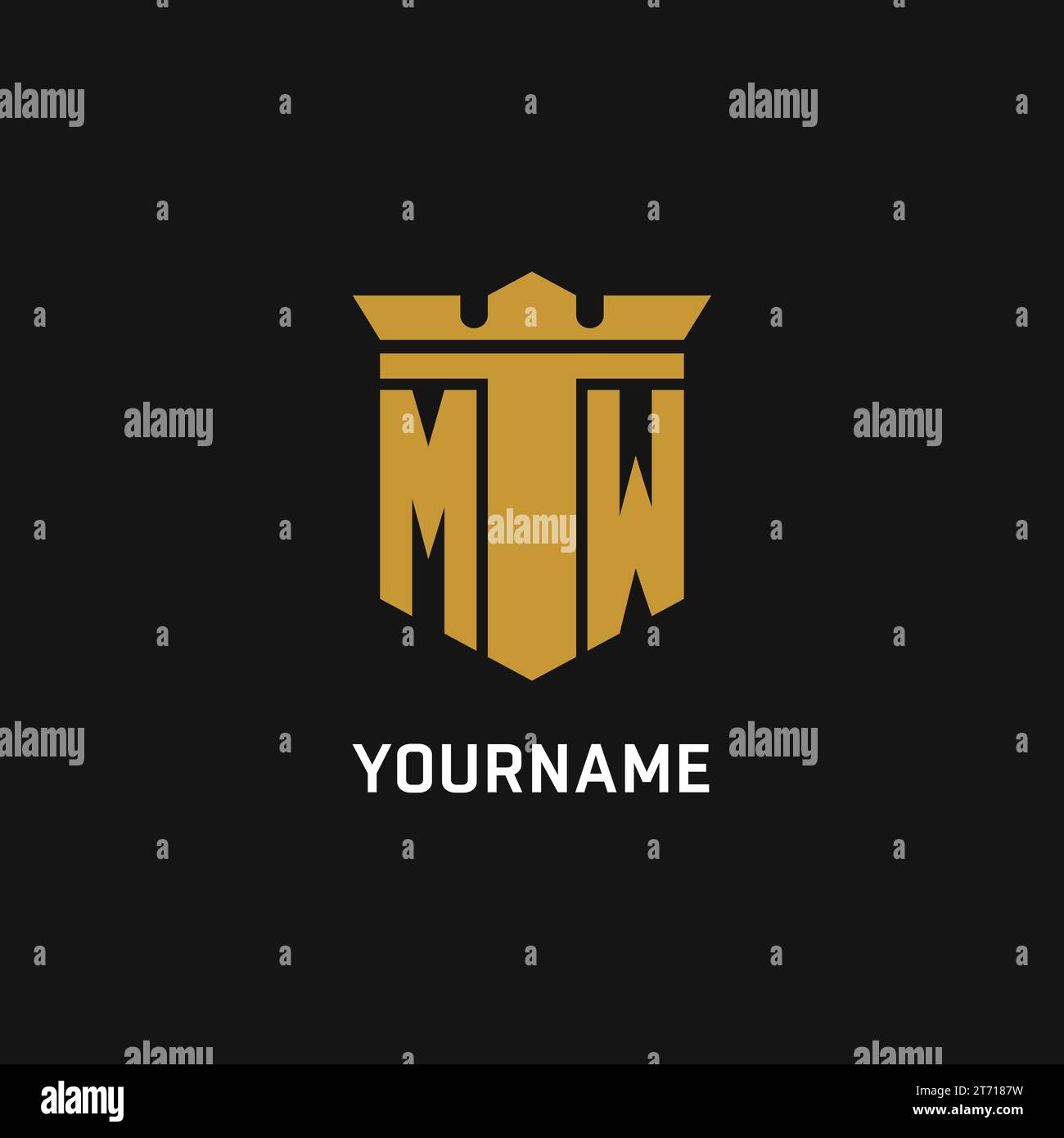 Logo initial MW avec des idées de conception de style bouclier et couronne Illustration de Vecteur