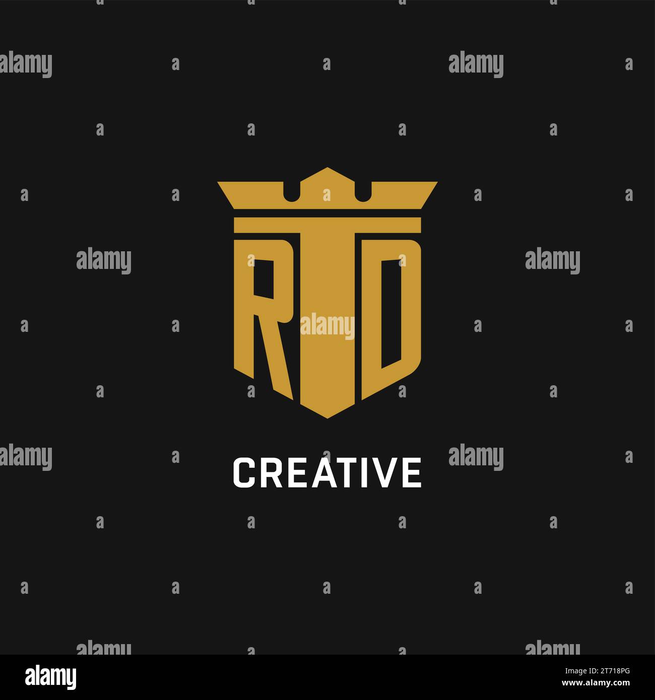 Logo initial RD avec des idées de conception de style bouclier et couronne Illustration de Vecteur