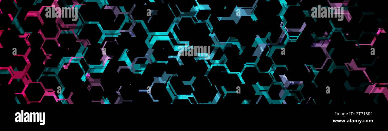 Fond abstrait bleu violet néon hexagonal. Conception de bannière vectorielle géométrique Illustration de Vecteur