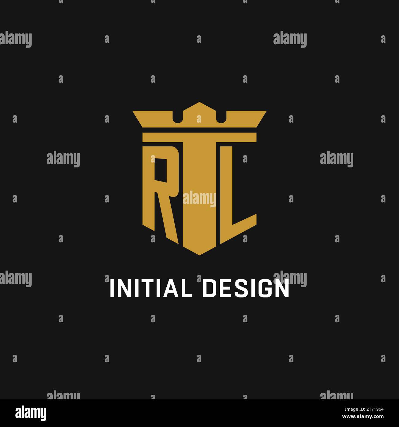 Logo initial RL avec des idées de conception de style bouclier et couronne Illustration de Vecteur