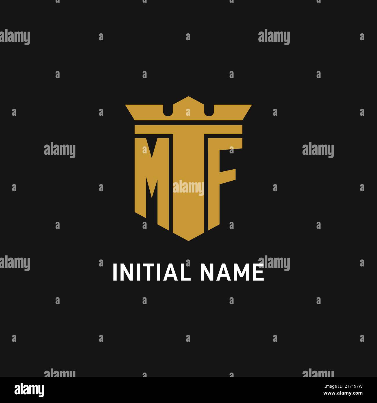Logo MF initial avec idées de design style bouclier et couronne Illustration de Vecteur