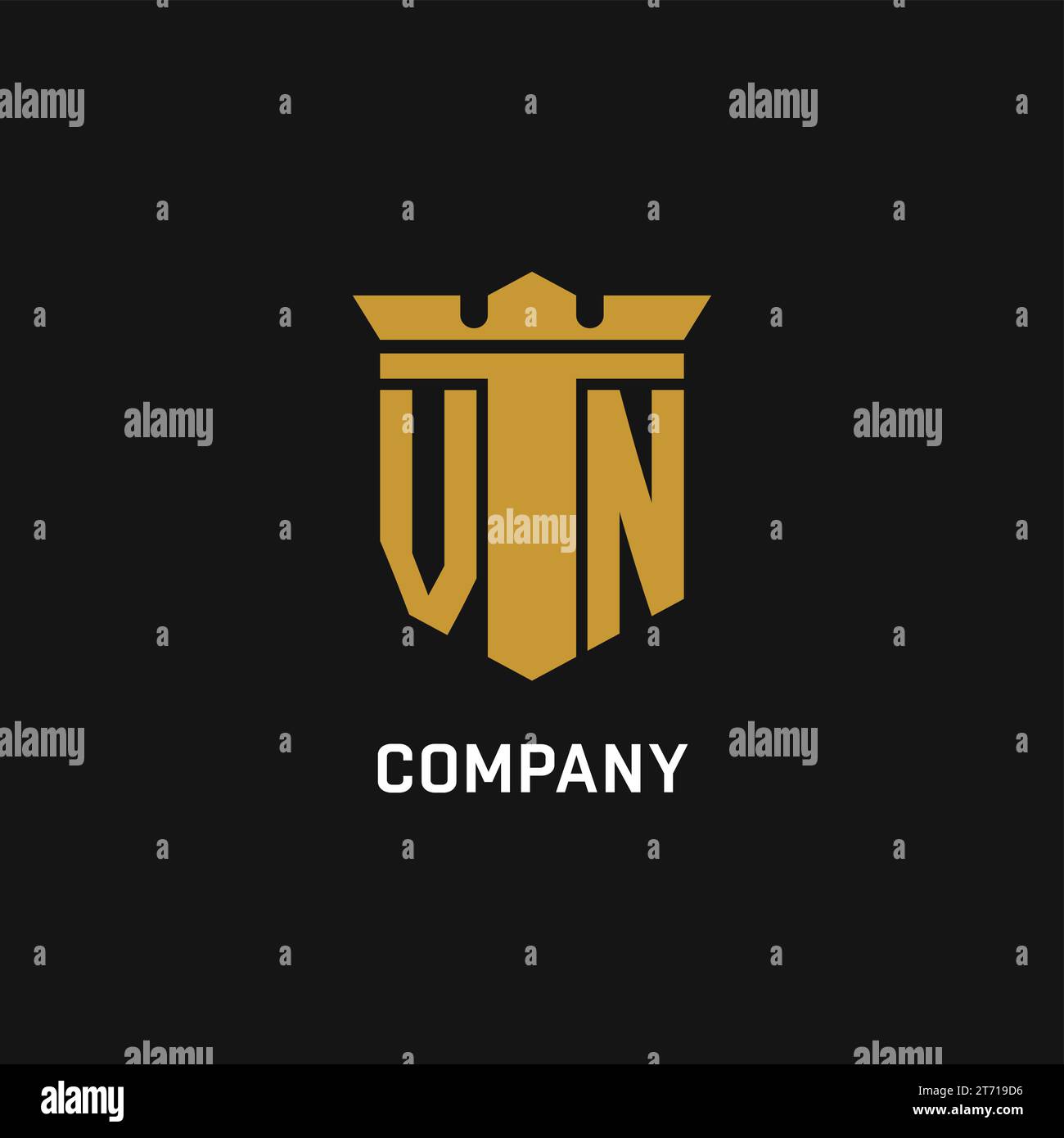Logo initial VN avec des idées de conception de style bouclier et couronne Illustration de Vecteur