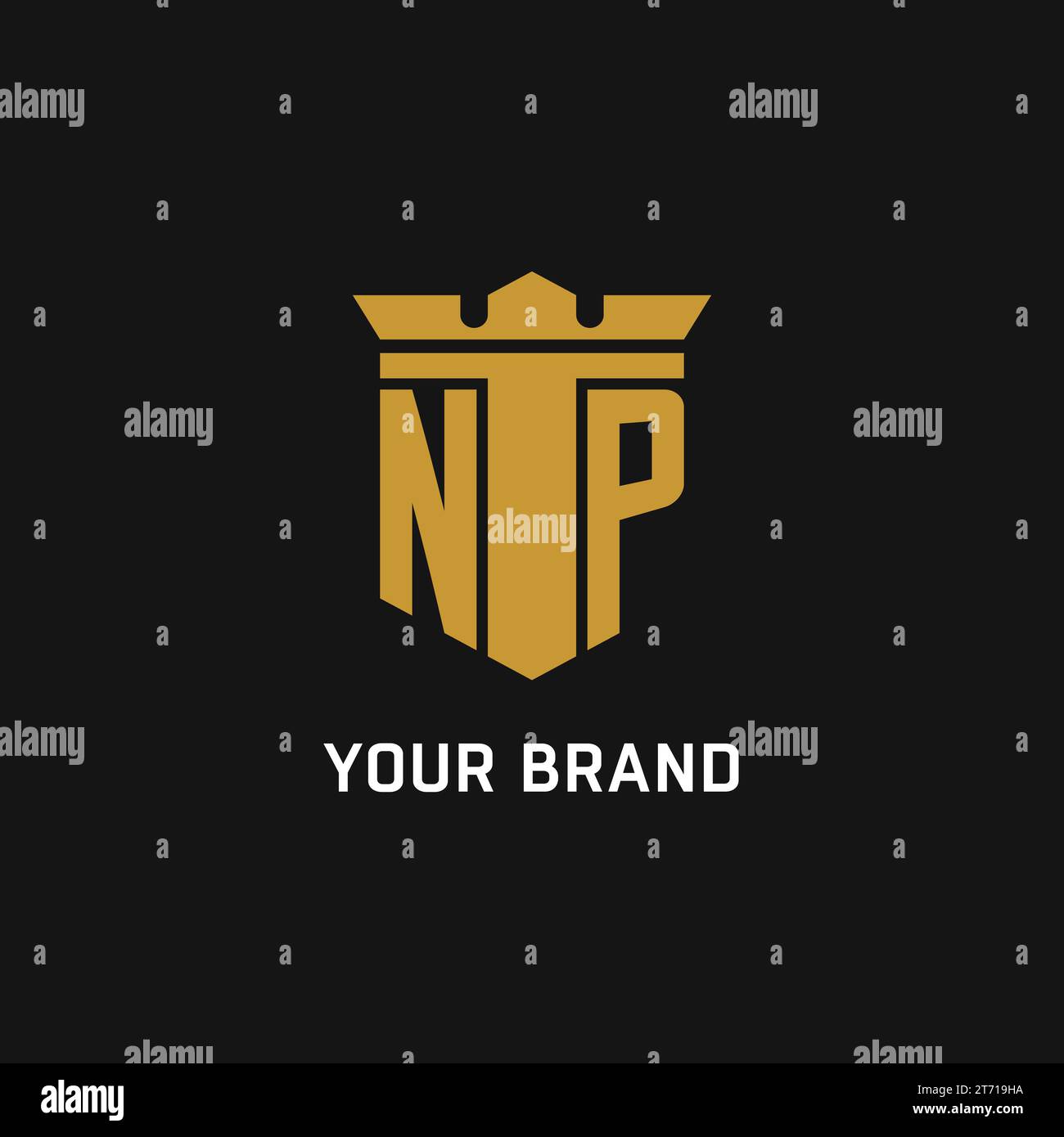 Logo initial NP avec des idées de conception de style bouclier et couronne Illustration de Vecteur