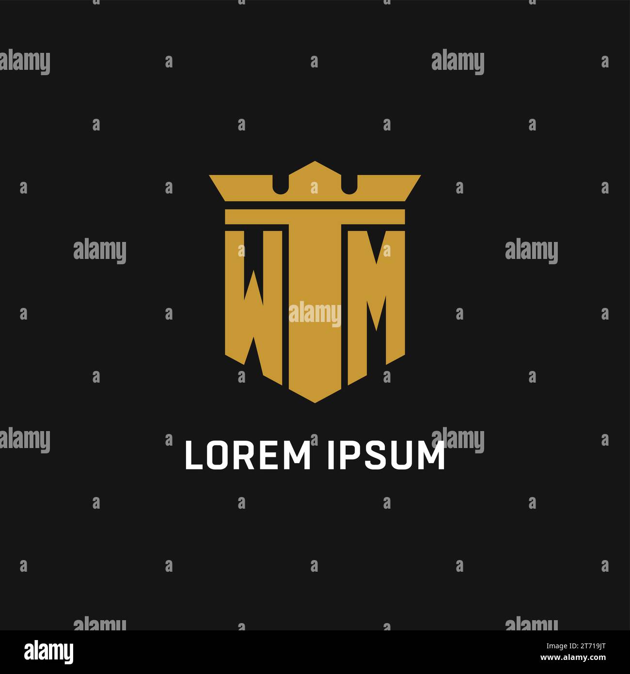 Logo initial WM avec des idées de conception de style bouclier et couronne Illustration de Vecteur