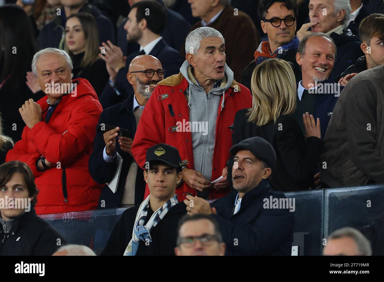 ROME, Italie - 12.11.2023 : VIP in tribuna per assistere al derby Lazio Roma, Pierferdinando Casini con Giulio Napolitano figlio dell’ex presidente della Repubblica italiana Banque D'Images