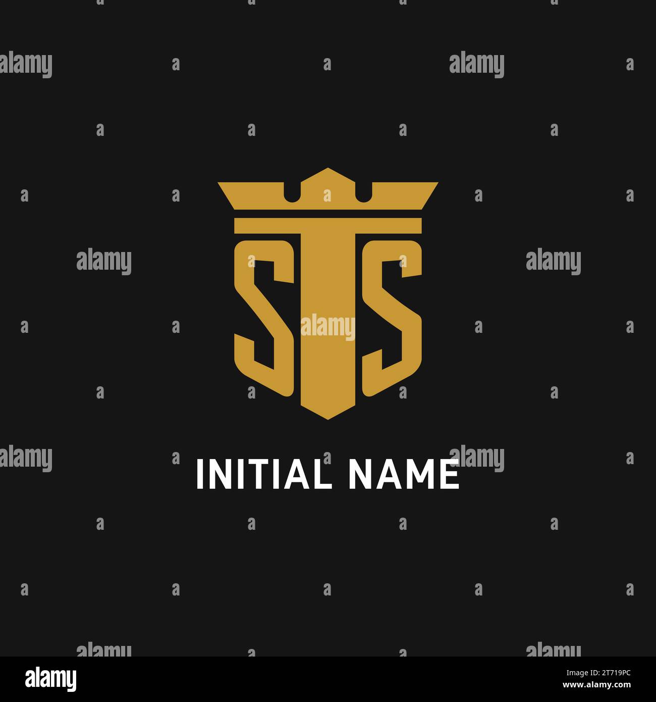 Logo initial SS avec des idées de conception de style bouclier et couronne Illustration de Vecteur