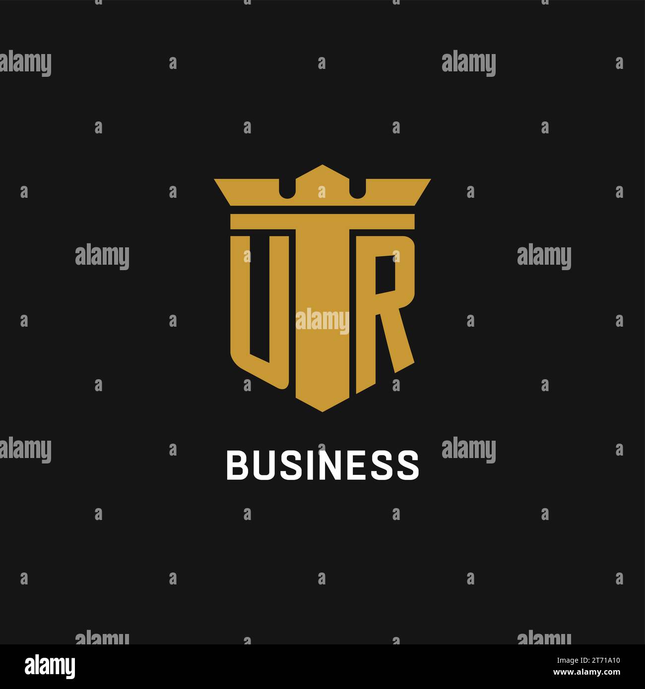 Logo initial UR avec des idées de conception de style bouclier et couronne Illustration de Vecteur