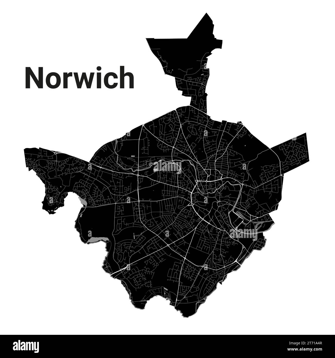 Carte de la ville de Black Norwich, zone administrative détaillée Illustration de Vecteur