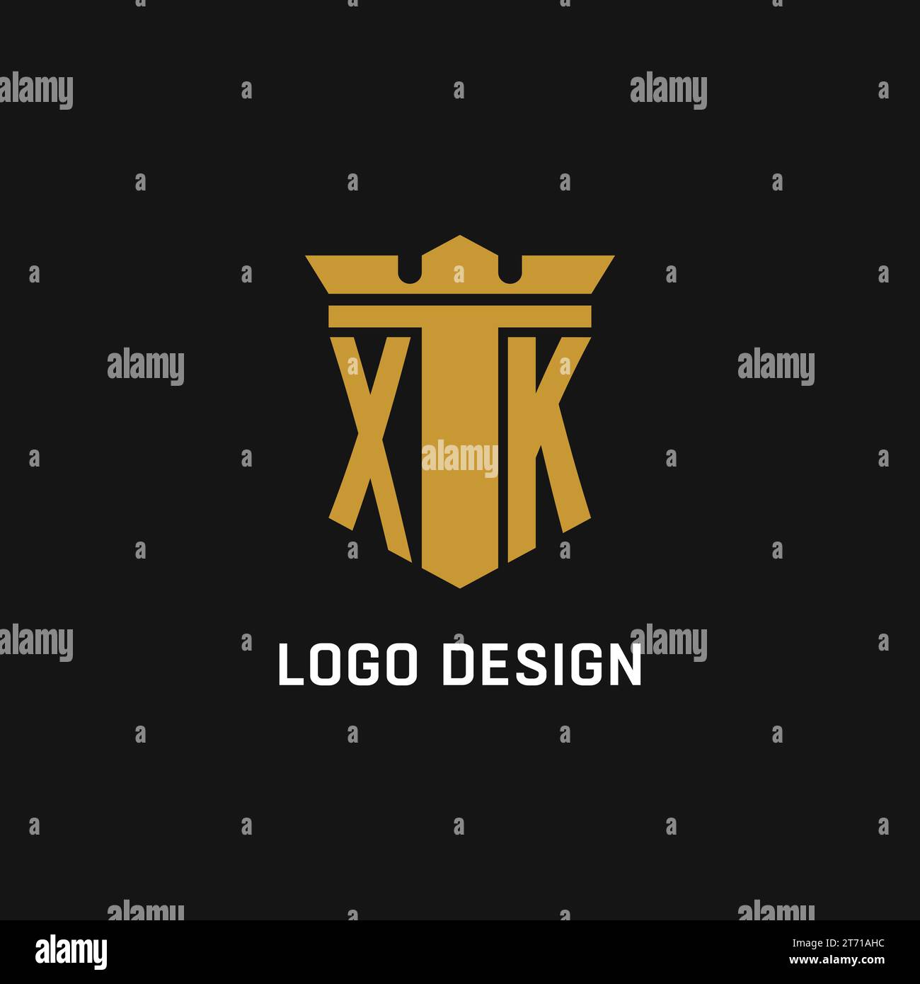 Logo initial du XK avec idées de design style bouclier et couronne Illustration de Vecteur