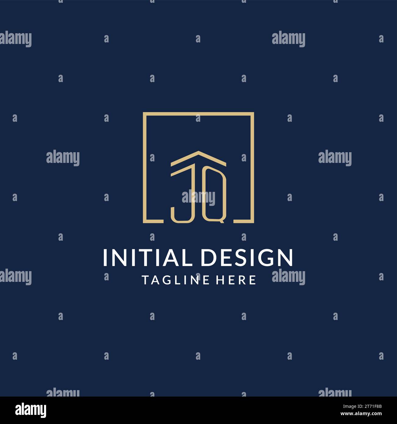 Logo initial de lignes carrées JQ, graphique vectoriel de conception de logo immobilier moderne et de luxe Illustration de Vecteur