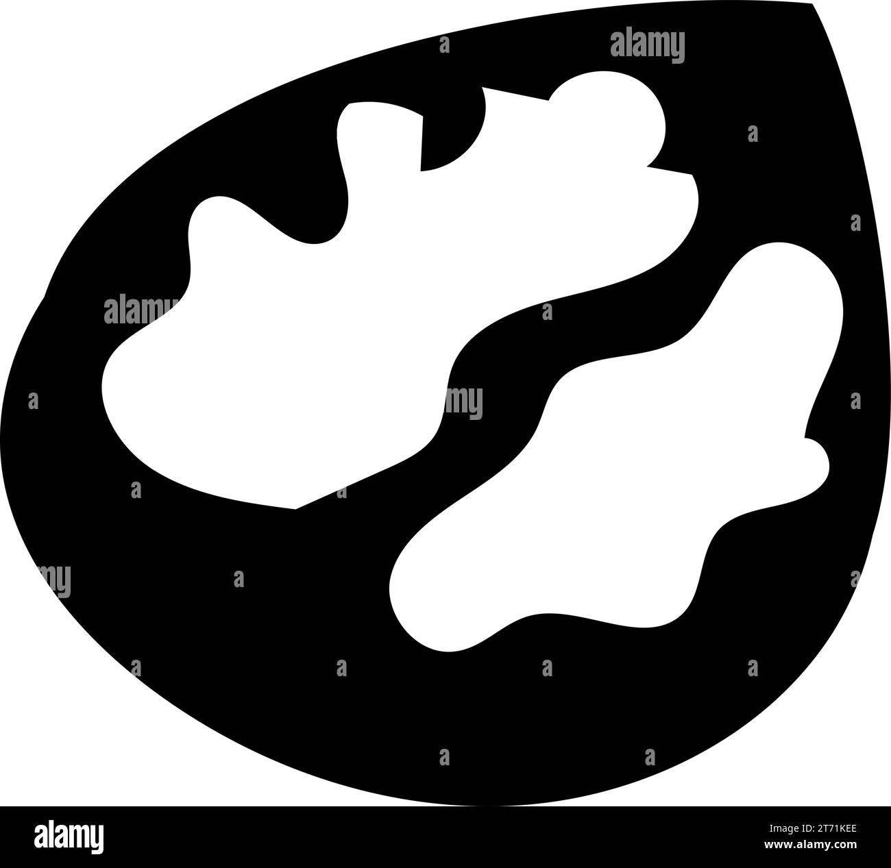 Silhouette de la moitié de noyer, élément de décoration de table festive jour de Thanksgiving. Symbole de vacances demi-contour noyer. L'icône de vecteur de forme noire simple est Illustration de Vecteur