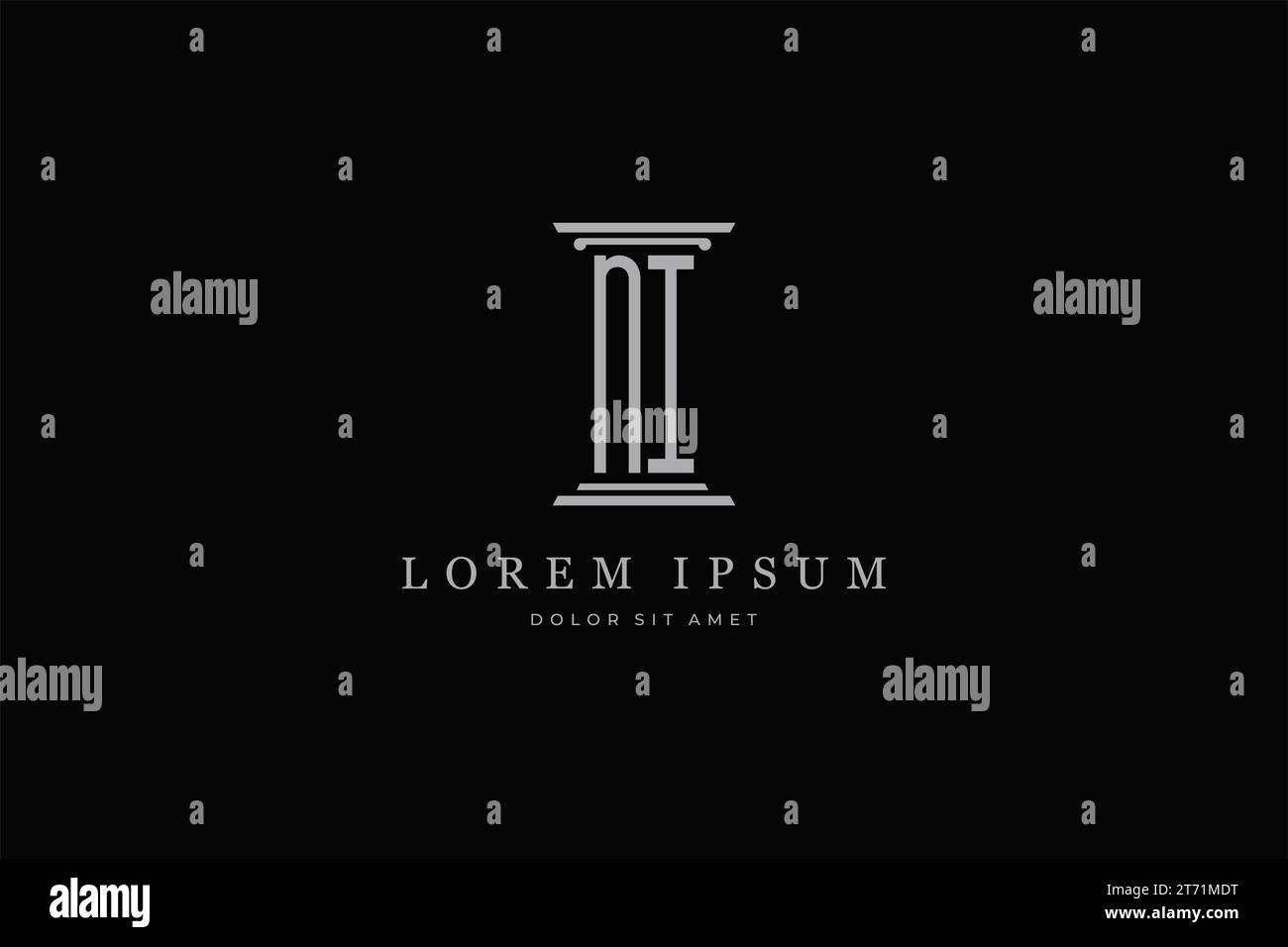 Logo pilier icône lettre ni . Idéal pour l'identité juridique, avocat, services de cabinet d'avocats Illustration de Vecteur