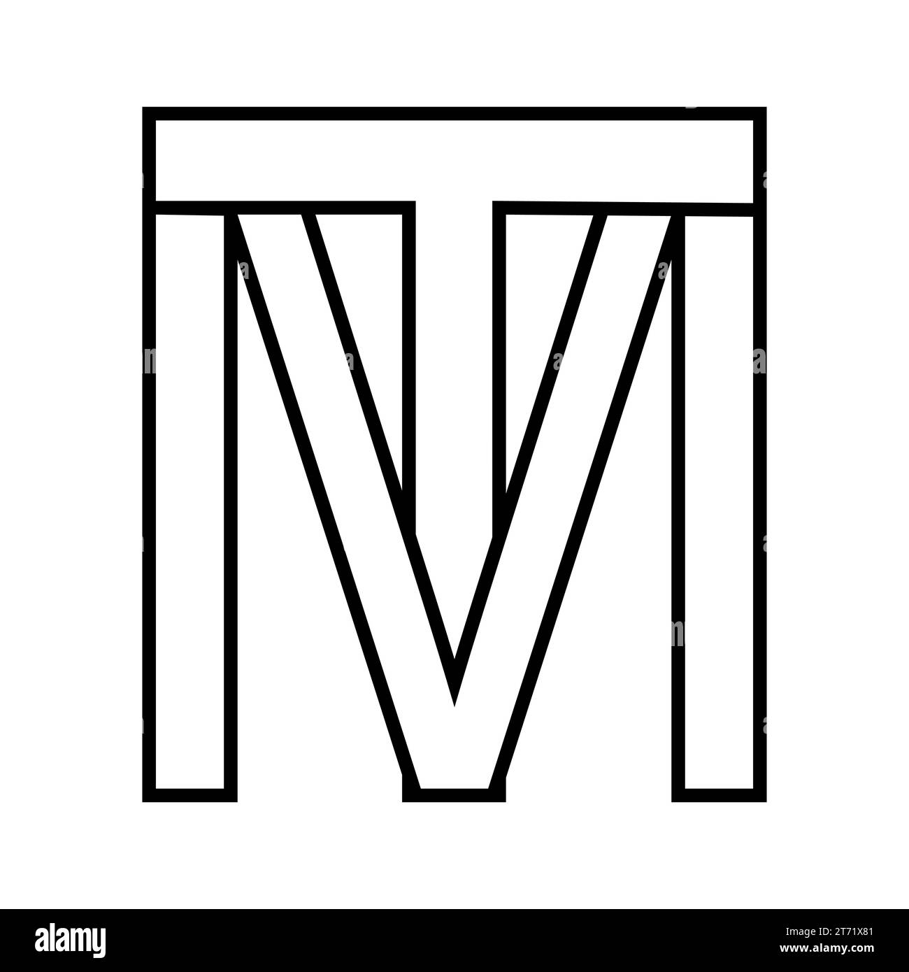 Logo symbole mt tm icône lettres doubles logotype m t Illustration de Vecteur