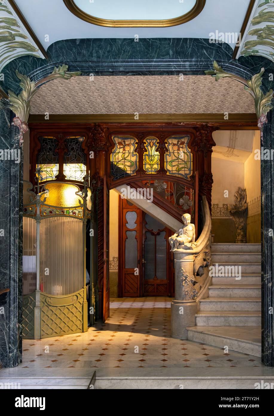 Lobby de Casa Santurce, Calle de Valencia, Eixample, Barcelone, Espagne Banque D'Images