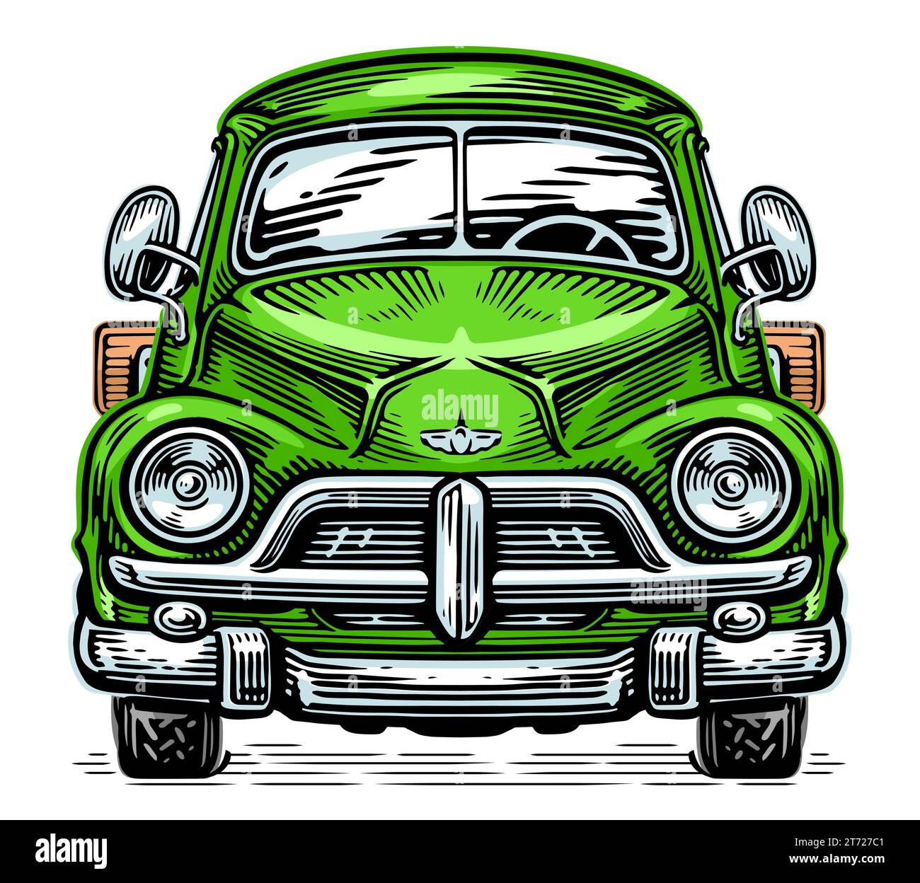 Camionnette rétro Farmer pour travailler à la ferme. Agriculture, illustration vectorielle agricole Illustration de Vecteur