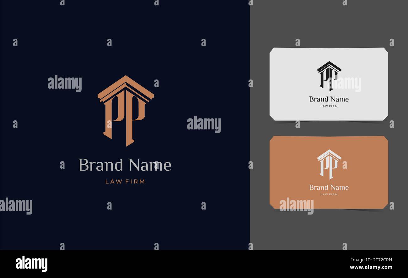 Lettre de logo de pilier PP avec modèle d'illustration vectorielle de carte de visite. Illustration de Vecteur