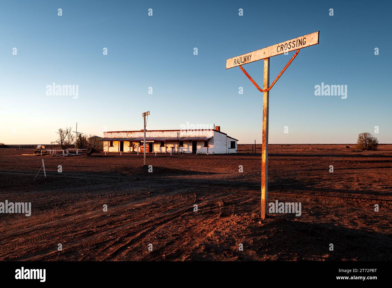 Historique Curdimurka voie ferrée de l'ancien chemin de fer de Ghan dans l'Outback de l'Australie méridionale. Banque D'Images