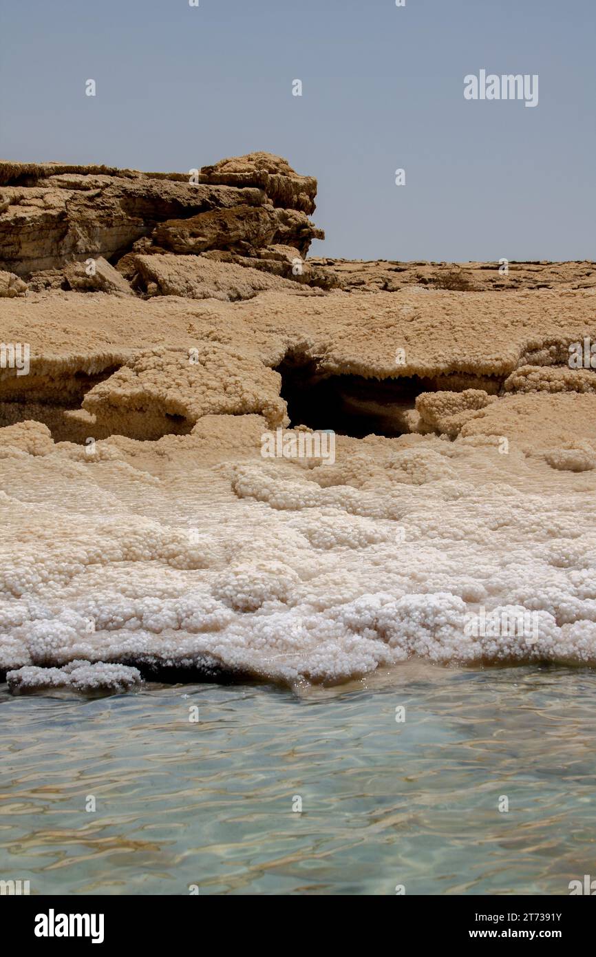 Mer Morte - incroyables formations salines Banque D'Images
