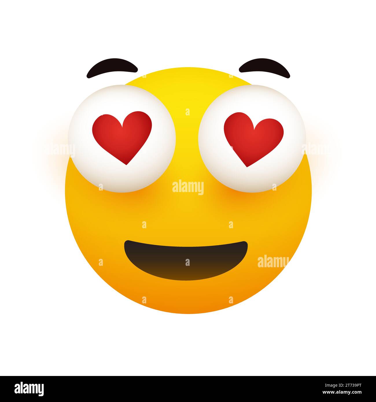 Visage souriant avec forme de coeur dans les yeux bombés pop-out - isolé avec fond transparent Illustration de Vecteur