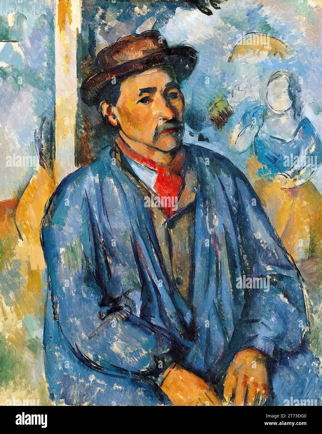 Paul Cézanne, Man in a Blue Smock, portrait à l'huile sur toile, 1896-1897 Banque D'Images
