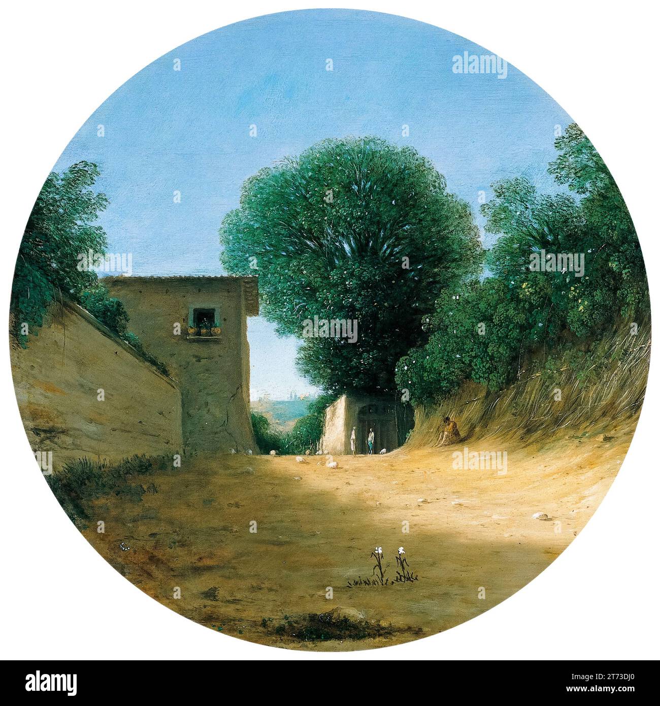 Gottfried Wals, Country Road by a House, peinture de paysage à l'huile sur cuivre, 1620-1629 Banque D'Images