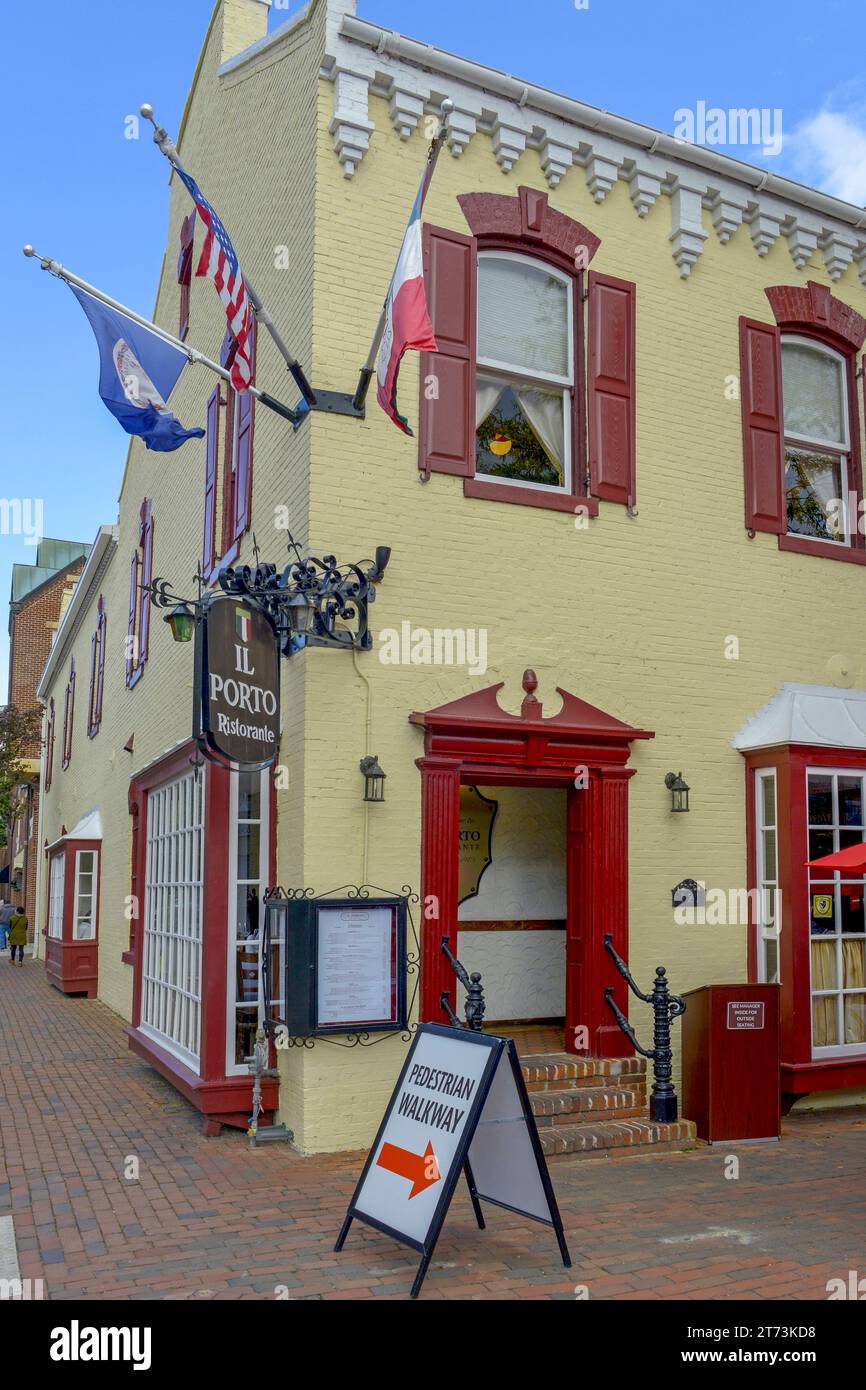 Restaurant italien il Porto sur King Street dans la vieille ville Alexandria va Banque D'Images