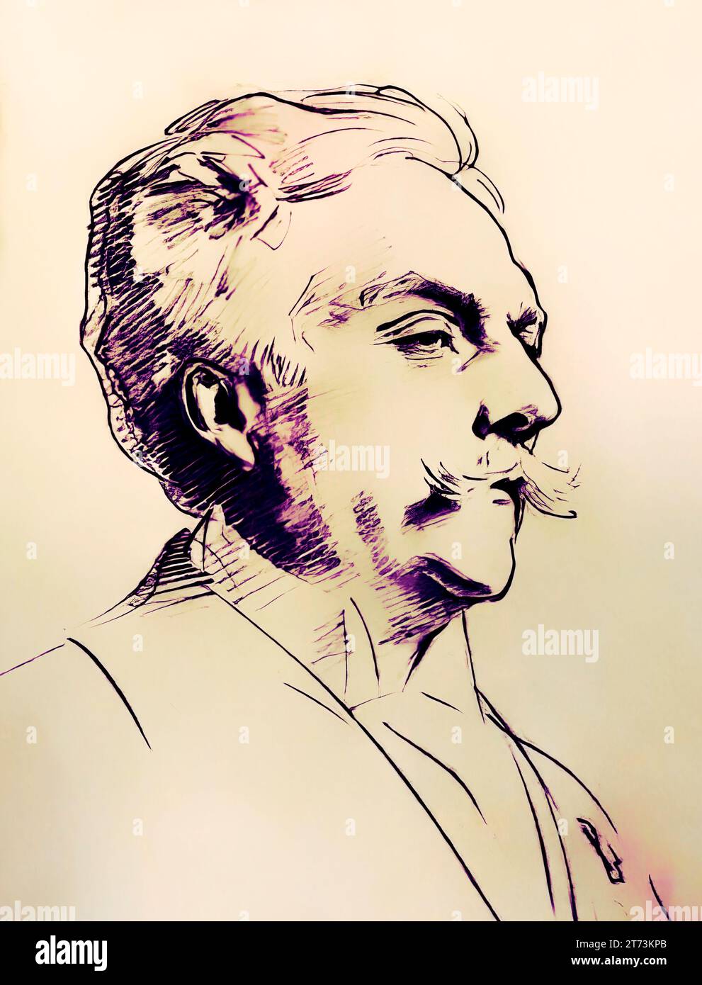 Portrait de Gabriel Fauré, 1845-1924, compositeur français, édité numériquement selon un dessin de John Singer Sargent, 1896 Banque D'Images