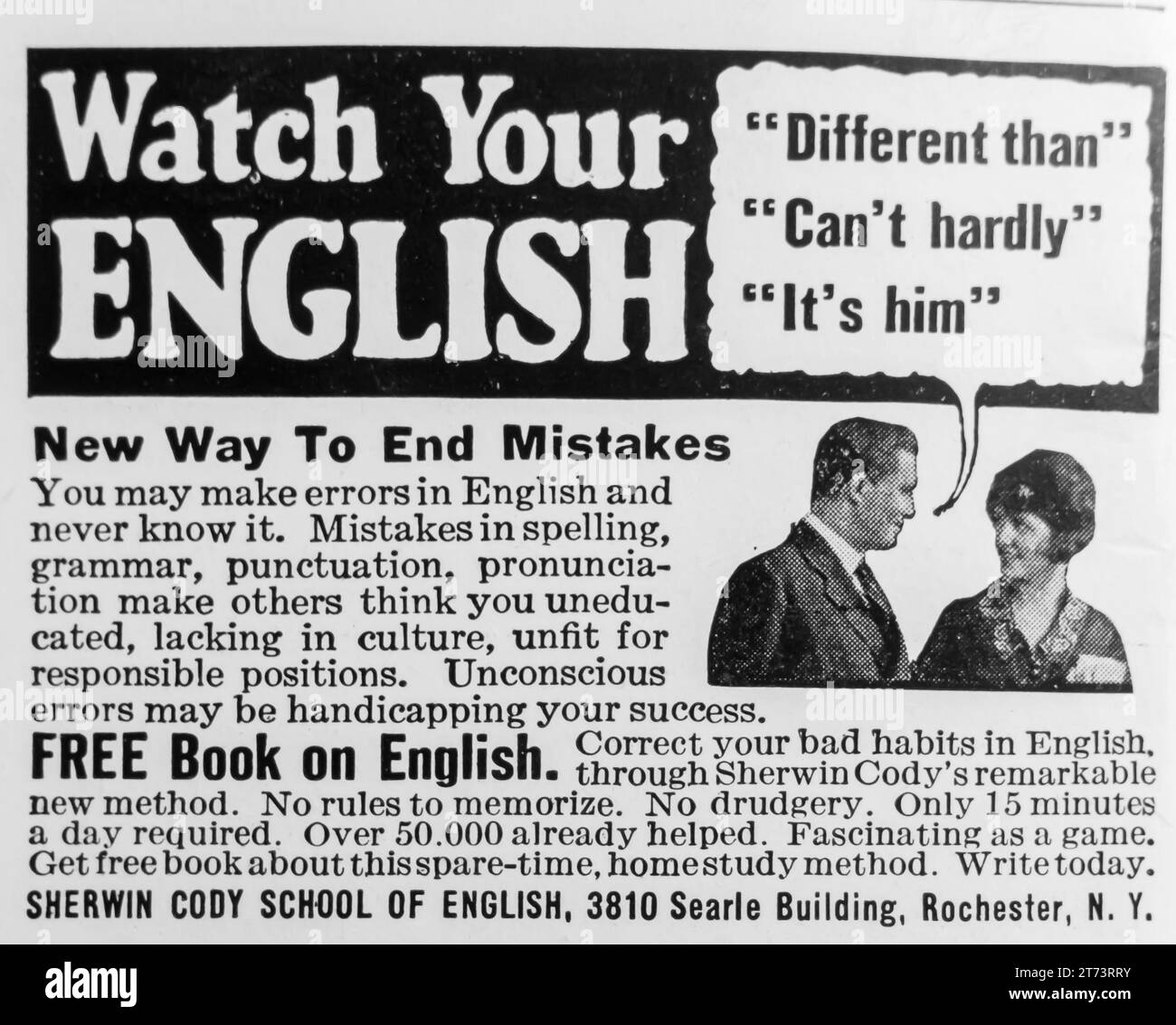 1927 Réservez sur annonce anglaise. Banque D'Images
