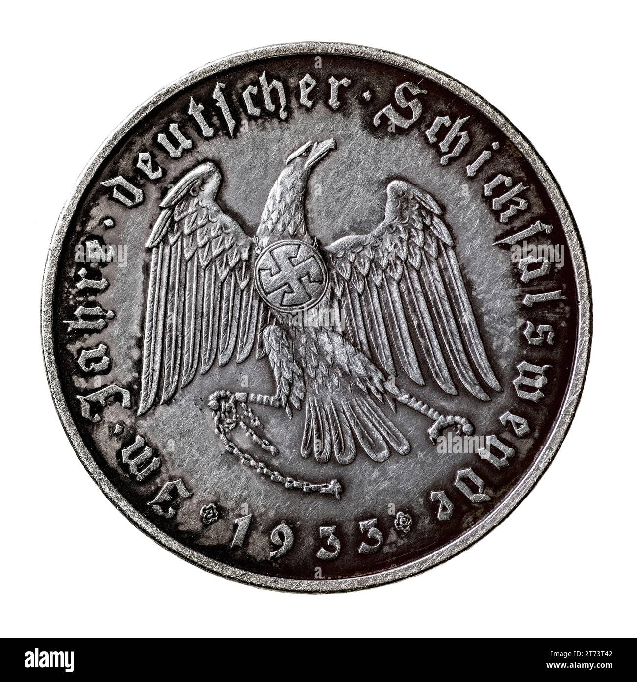 Médaille commémorative allemande de 1933, dédiée à l'arrivée au pouvoir d'Adolf Hitler. Marche arrière. Inscriptions : 'dans les années du destin allemand change en 19 Banque D'Images