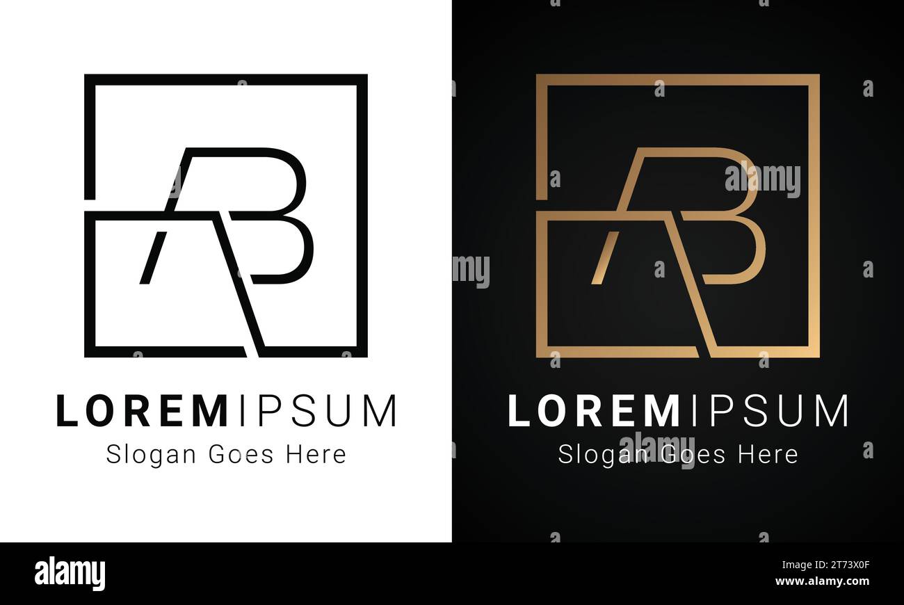 Design de logo de lettre de texte initiale AB ou BA monogramme de luxe Illustration de Vecteur