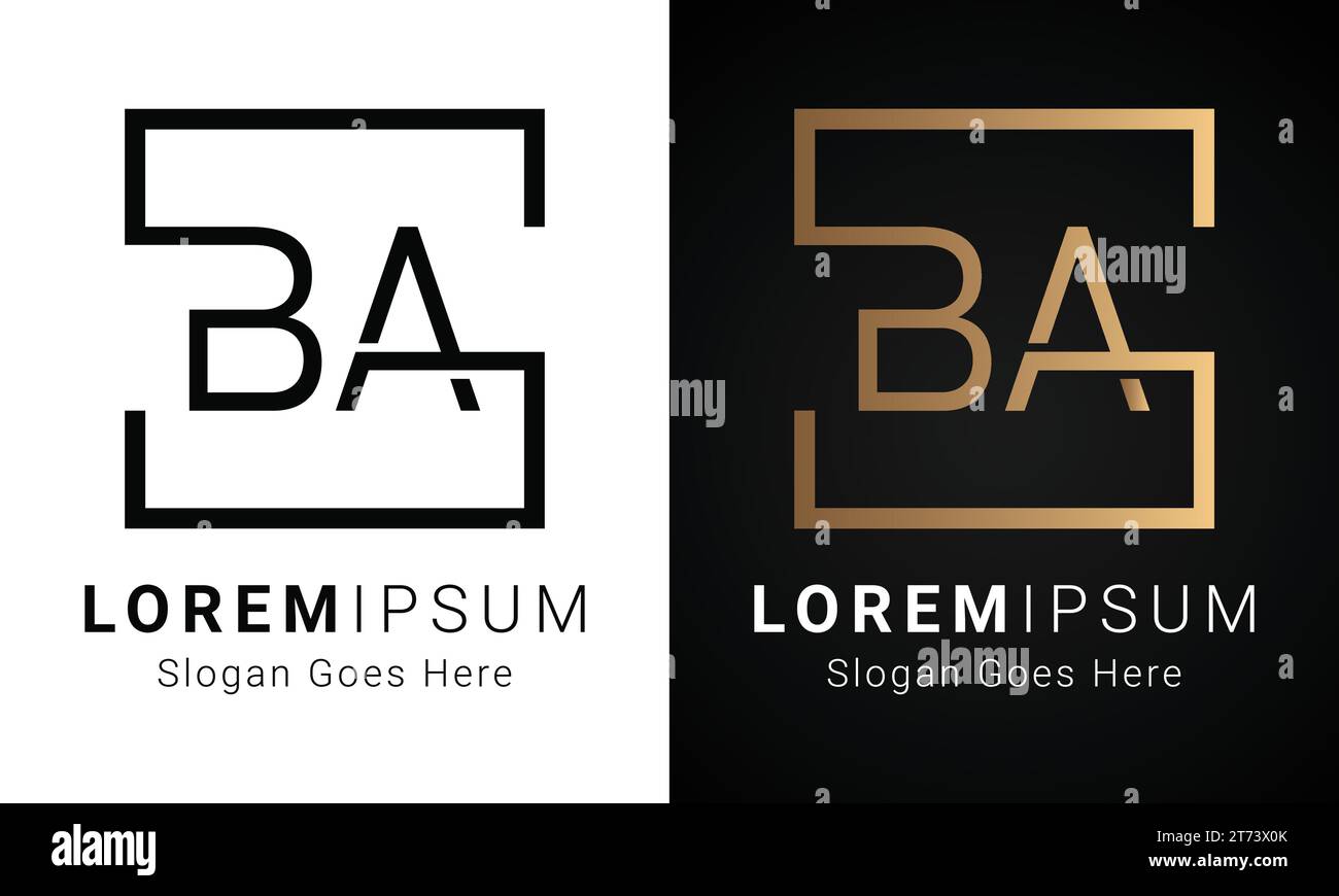 Design de logo de lettre de texte initiale AB ou BA monogramme de luxe Illustration de Vecteur