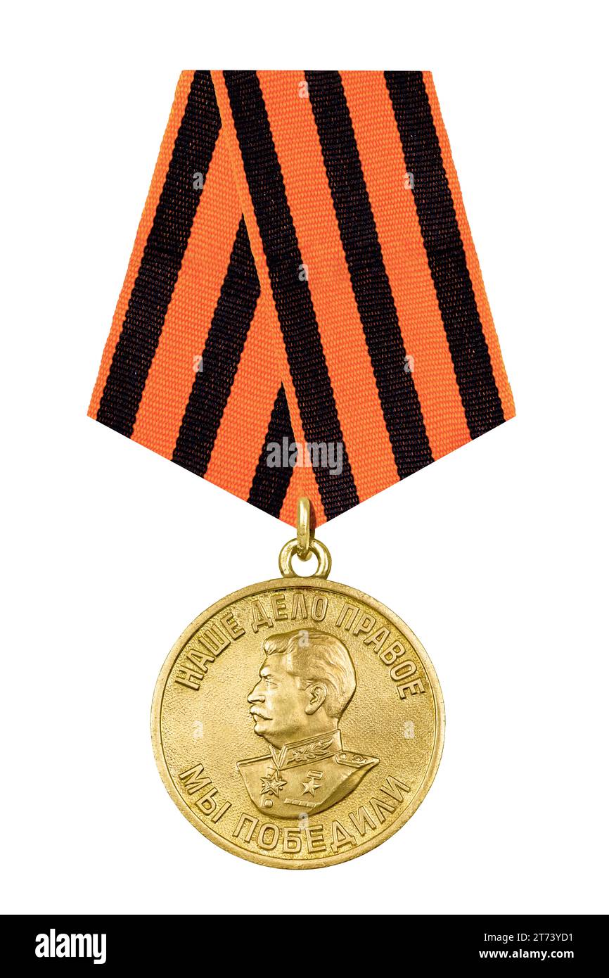 Médaille oviet 'pour la victoire sur l'Allemagne dans la Grande Guerre patriotique de 1941-1945.' Avec le profil du camarade Staline de Herealissimus de l'URSS et le Banque D'Images