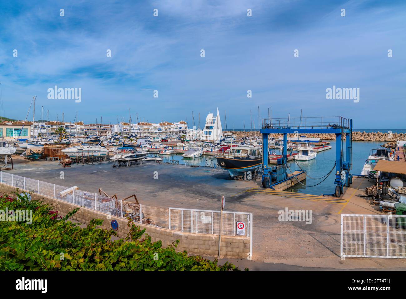 Alcossebre marina Espagne bateaux à Port Esportiu de les Fonts port Communauté Valencienne Banque D'Images