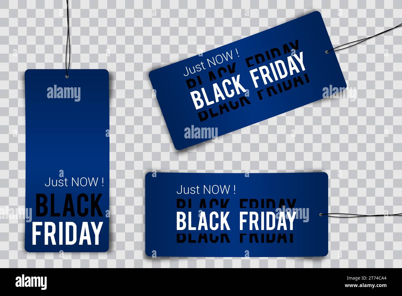 Bannière rectangulaire Black friday tag et la corde accrochée sur fond transparent Illustration de Vecteur