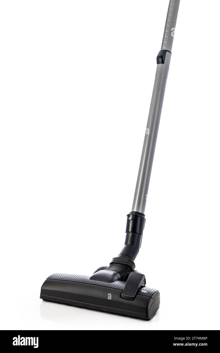 Aspirateur pour les services de nettoyage de la maison isolé sur le fond blanc, balayeuse propre pour le sol et la moquette. Banque D'Images