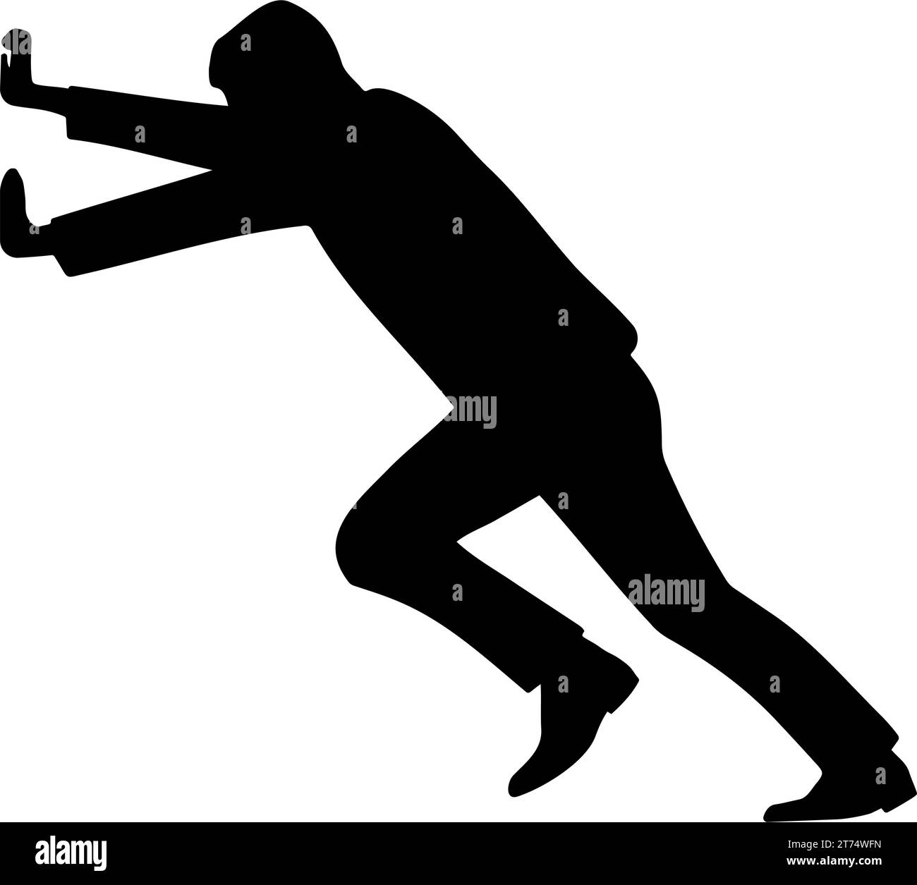 Homme poussant ou tenant la silhouette de pose. Illustration vectorielle Illustration de Vecteur