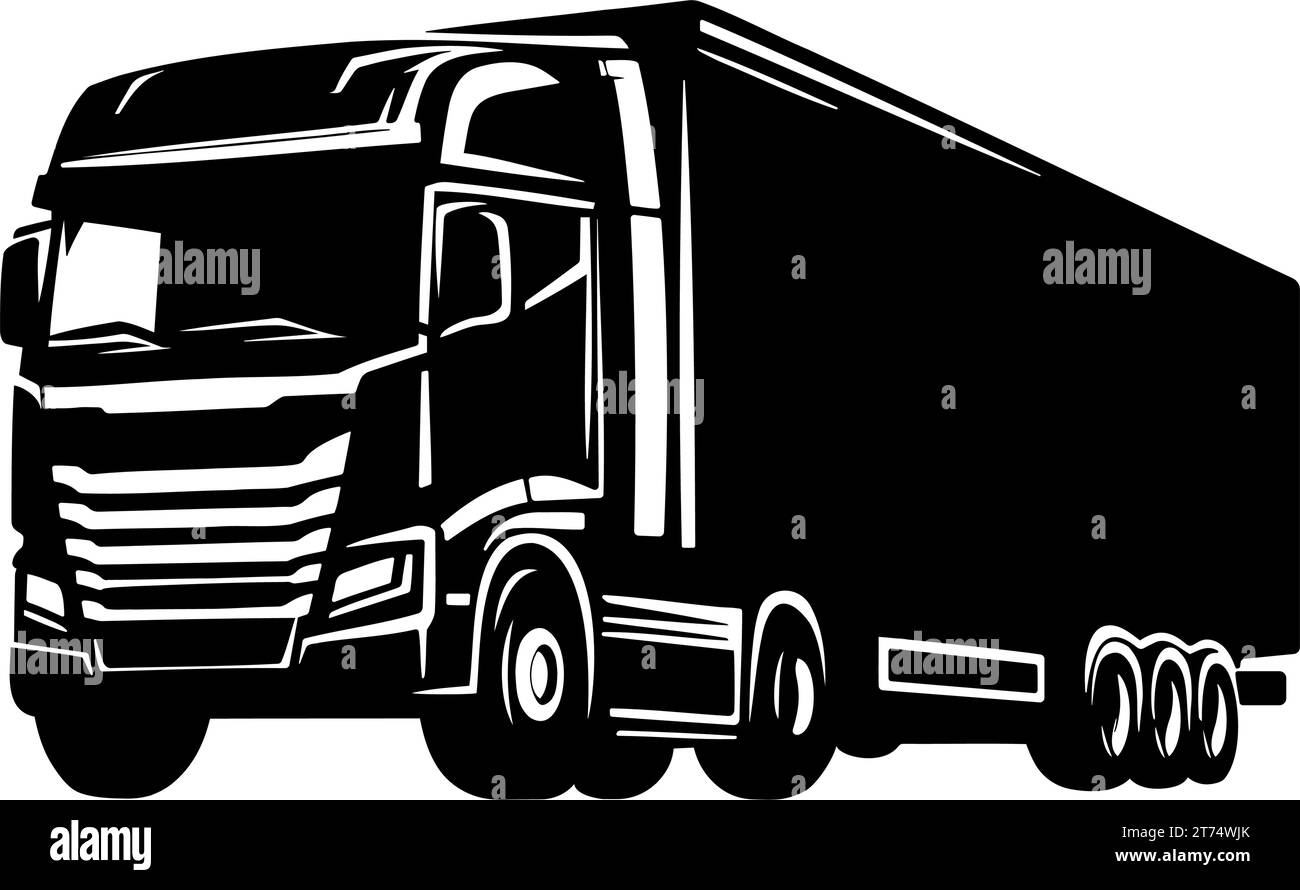 Modèle de logo de silhouette de grand camion. Illustration vectorielle Illustration de Vecteur