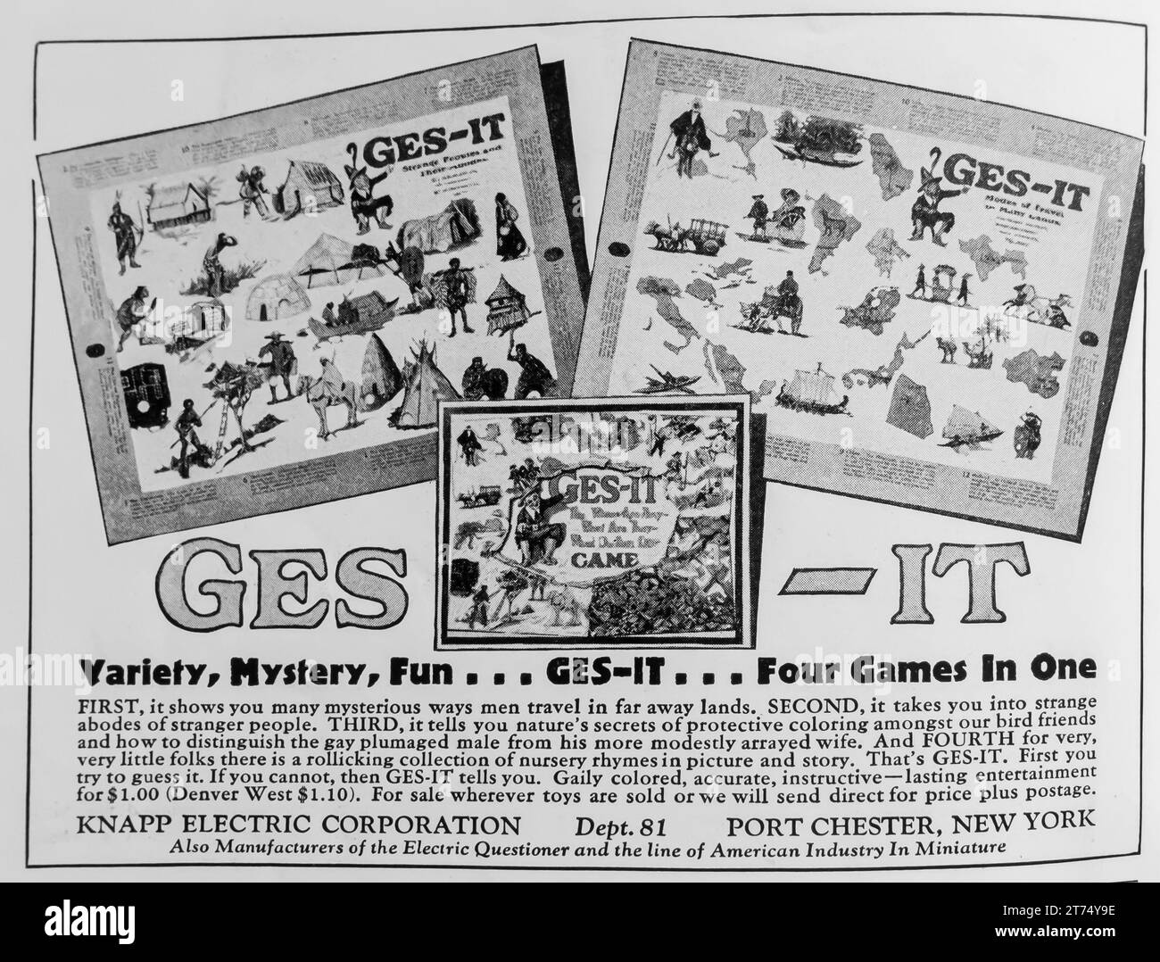1927 Jeux de société par Knapp Electric corporation ad Banque D'Images