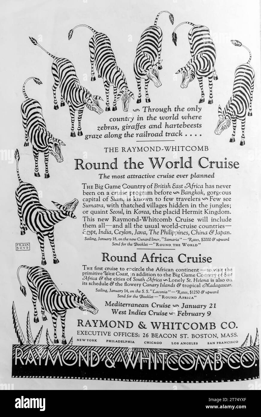 1927 Raymond-Whitcomb annonce croisière autour du monde Banque D'Images