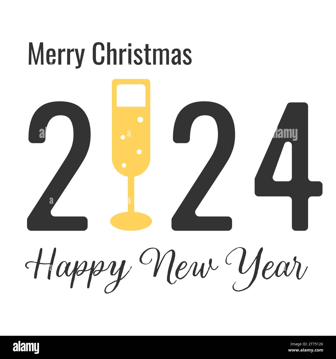 Joyeux Noël, bonne année 2024 logo design Illustration de Vecteur