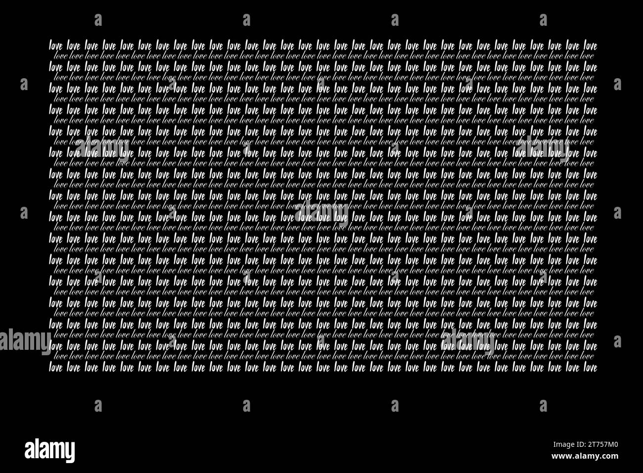 Texte d'amour comme symbole d'amour et de soin. Bonne salutation coeur pour la Saint Valentin Banque D'Images