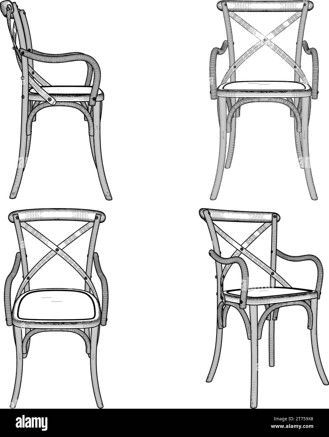 Vecteur de chaise en rotin. Illustration isolée sur fond blanc. Illustration vectorielle d'Une chaise. Illustration de Vecteur