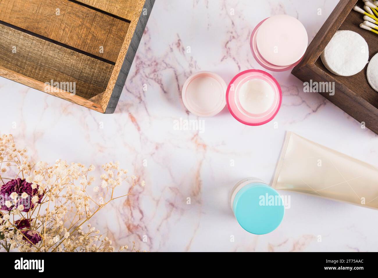 Crème de soins de la peau à angle élevé marbre Banque D'Images