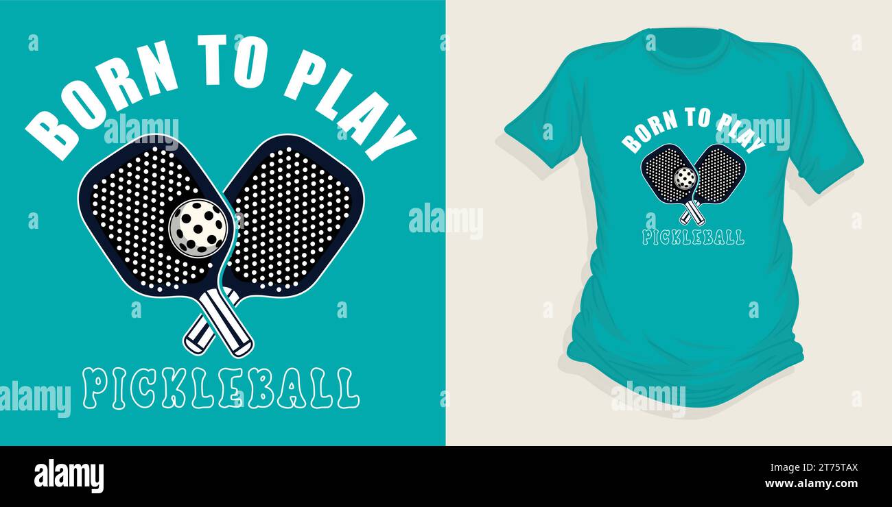 T-shirt pickleball vintage de style plat Illustration de Vecteur