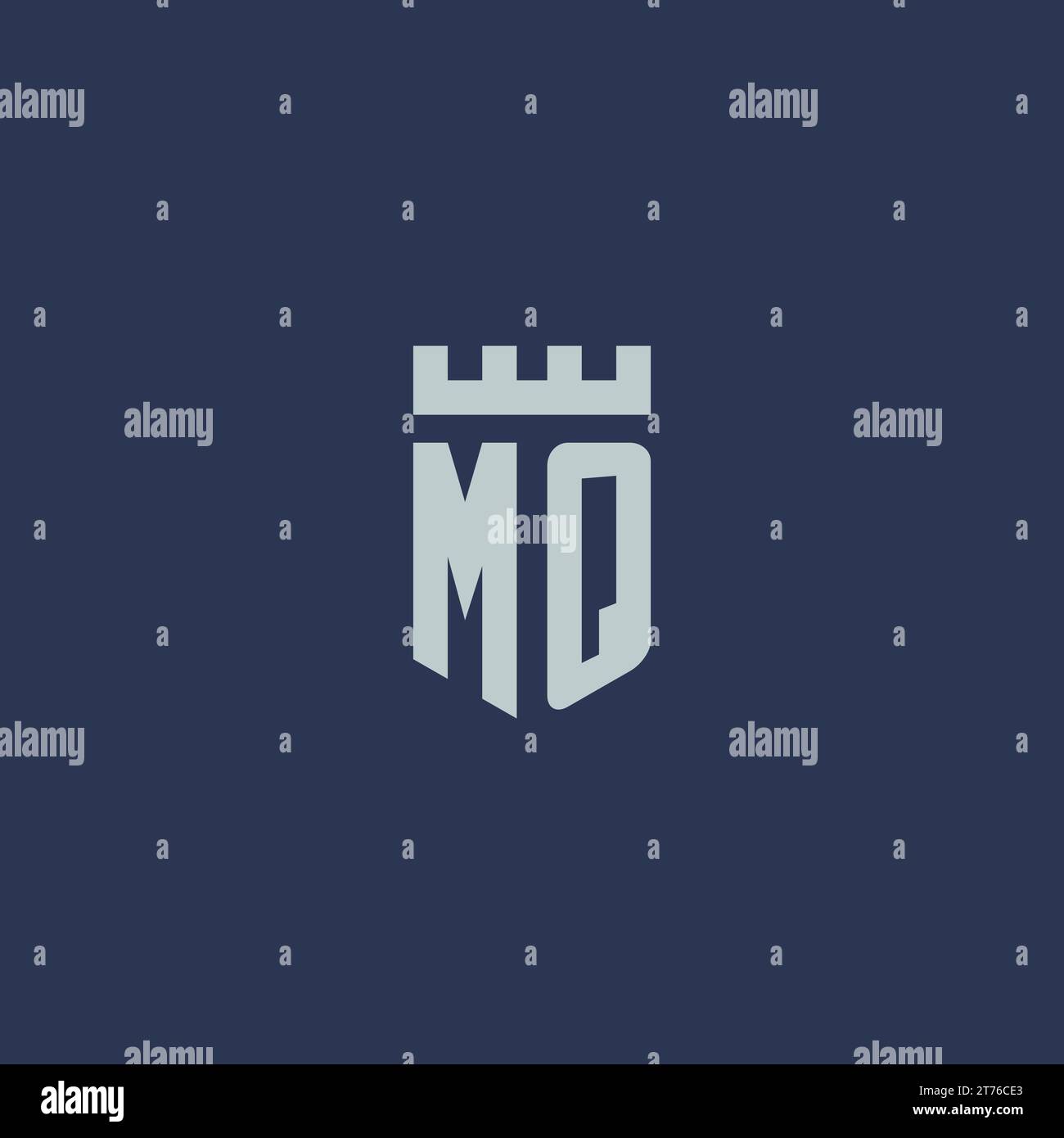 Monogramme de logo MQ avec château de forteresse et idées de conception de style bouclier Illustration de Vecteur