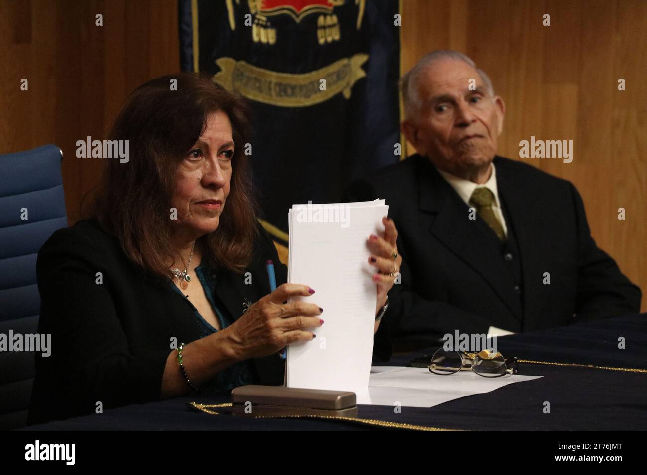 Mexico, Mexique. 13 novembre 2023. Carola GarcÃ-a CalderÃ³n, directrice de la Faculté des sciences politiques et sociales (FCPyS) de l’UNAM, a présenté son 3e rapport d’activité à l’Auditorium Pablo GonzÃ¡lez Casanova de la Faculté des sciences politiques et sociales le 13 novembre 2023 à Mexico, Mexique. (Image de crédit : © José Luis Torales/eyepix via ZUMA Press Wire) USAGE ÉDITORIAL SEULEMENT! Non destiné à UN USAGE commercial ! Banque D'Images